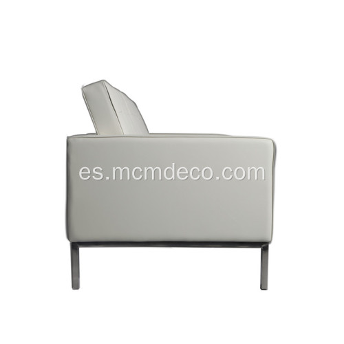 Florencia Knoll blanco cuero genuino 2 asiento sofá